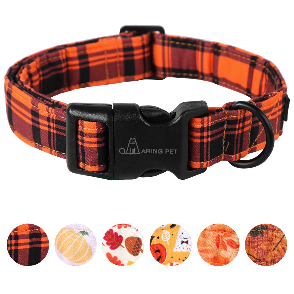 Aring pet collier Halloween face avant montrant motif orange et coupe confortable