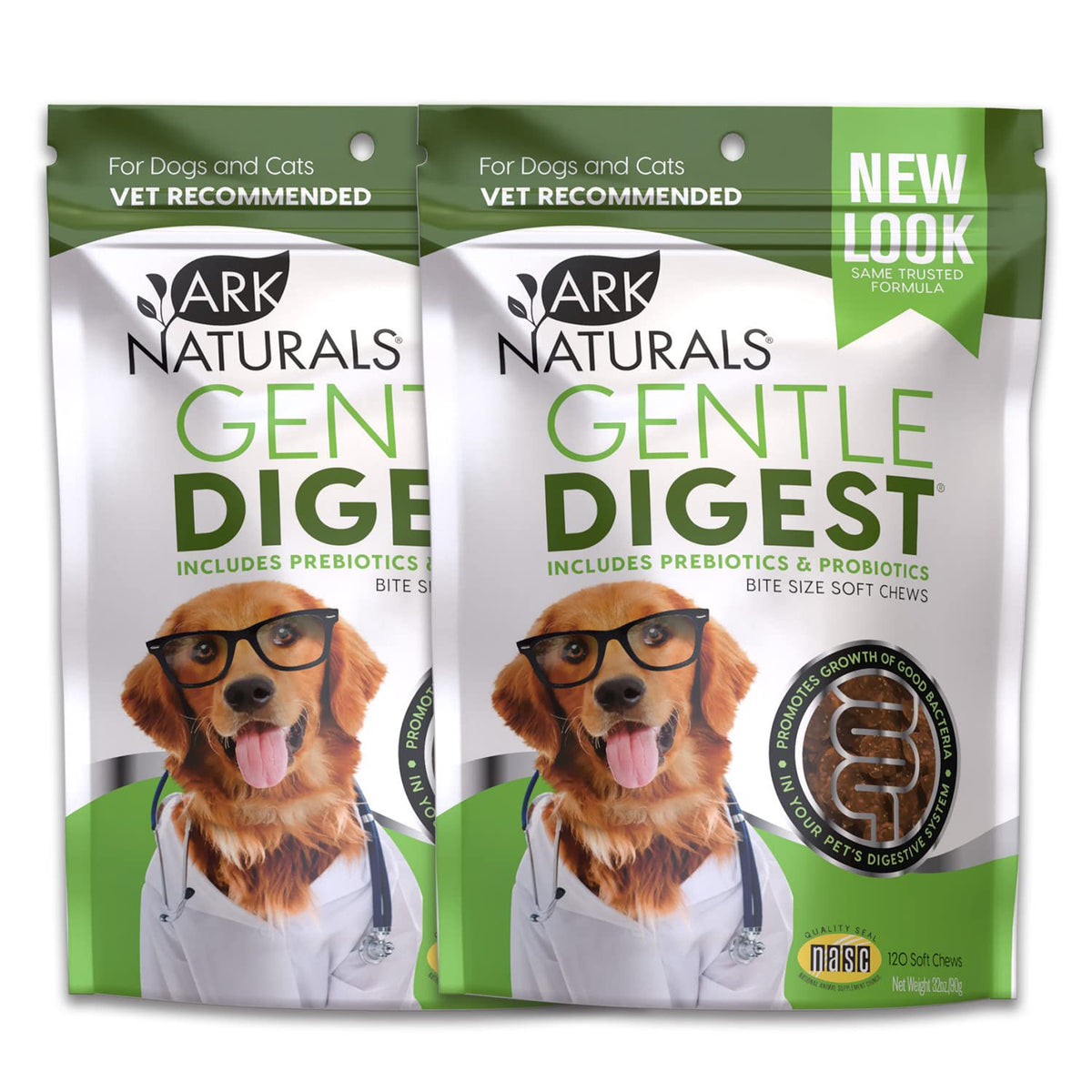 Ark Naturals packaging avant montrant le pack et bénéfice digestion équilibrée