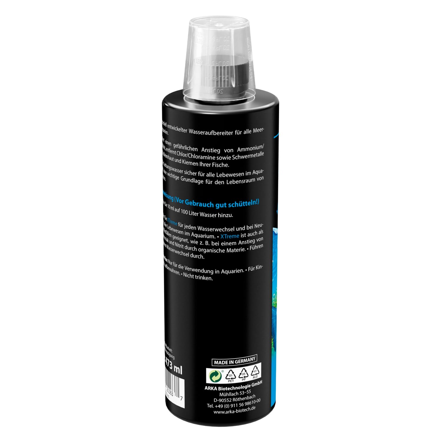 ARKA Microbe-Lift flacon ouvert gouttes illustrant application précise