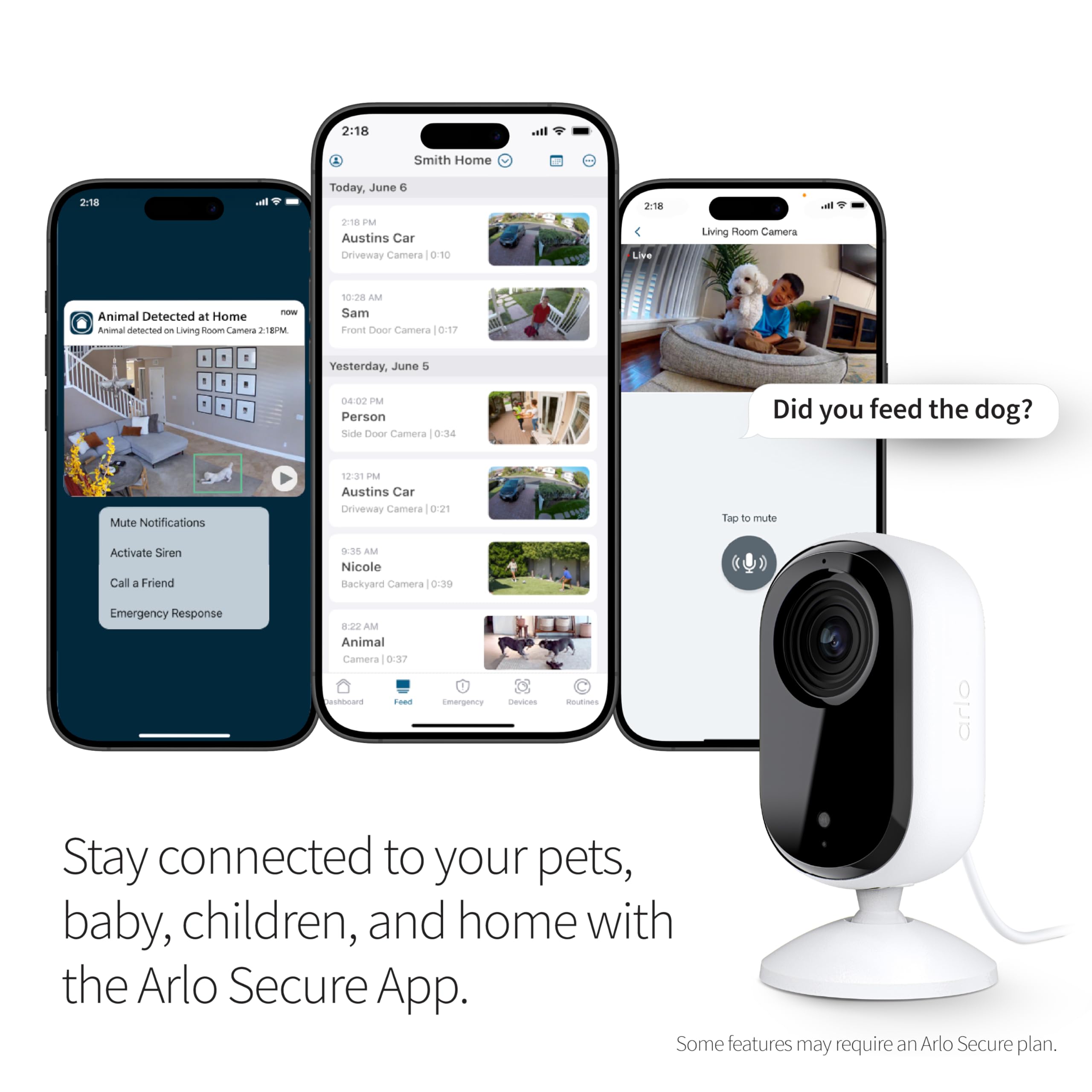 Arlo caméra en usage dans un salon montrant surveillance en situation réelle