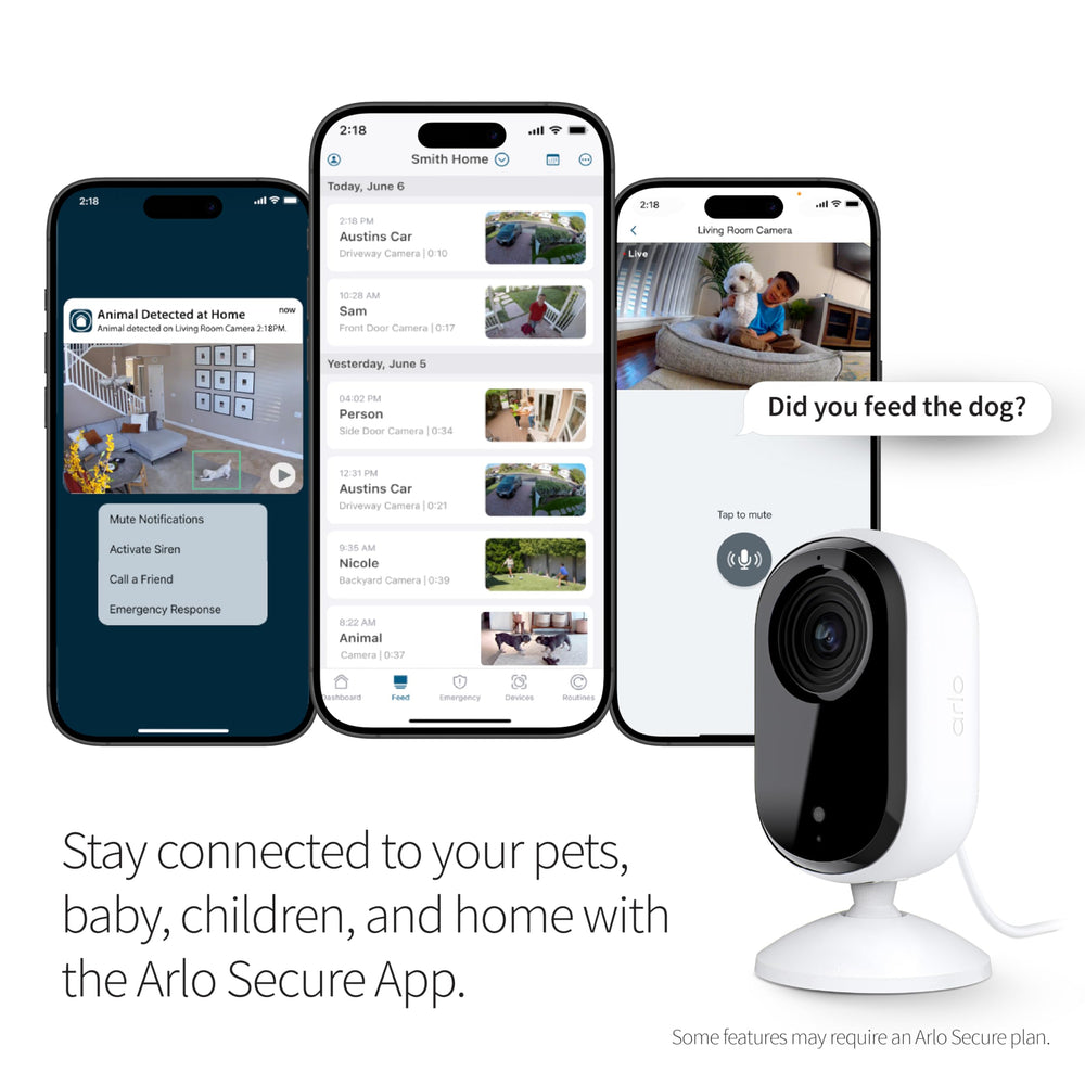 Arlo caméra en usage dans un salon montrant surveillance en situation réelle