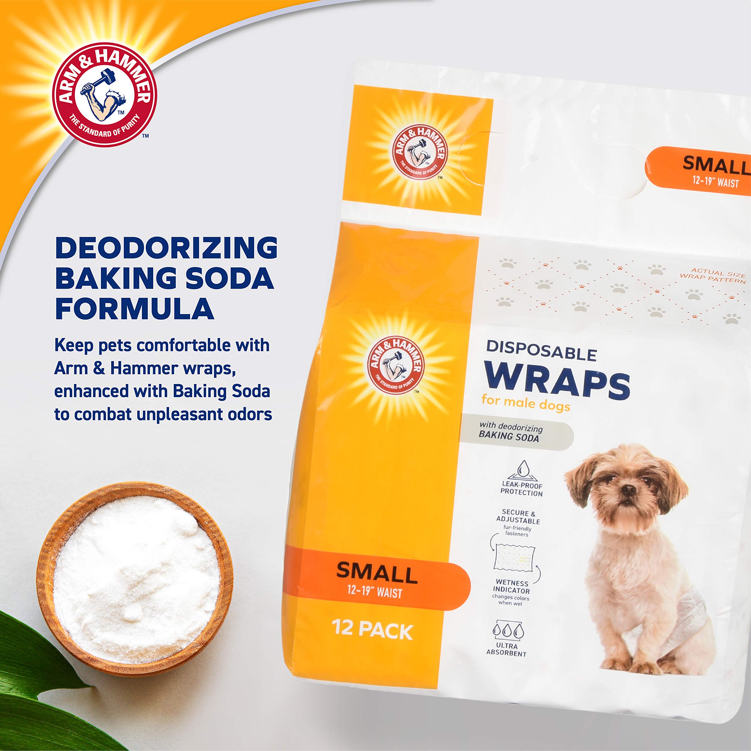 Arm & Hammer bande portée par petit chien, confort et mobilité visibles