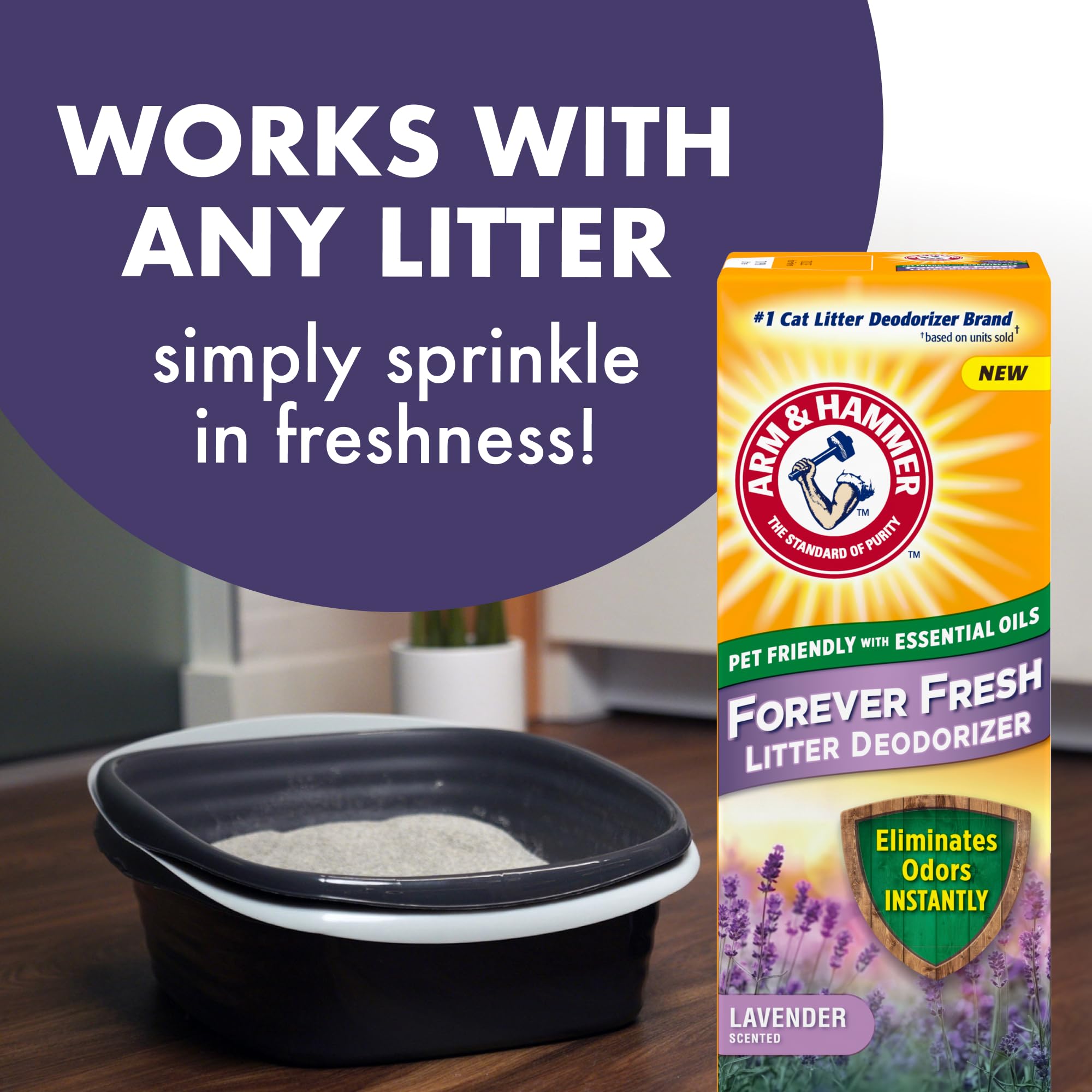 Étiquette ARM & HAMMER Forever Fresh détaillant ingrédients et instructions d'utilisation