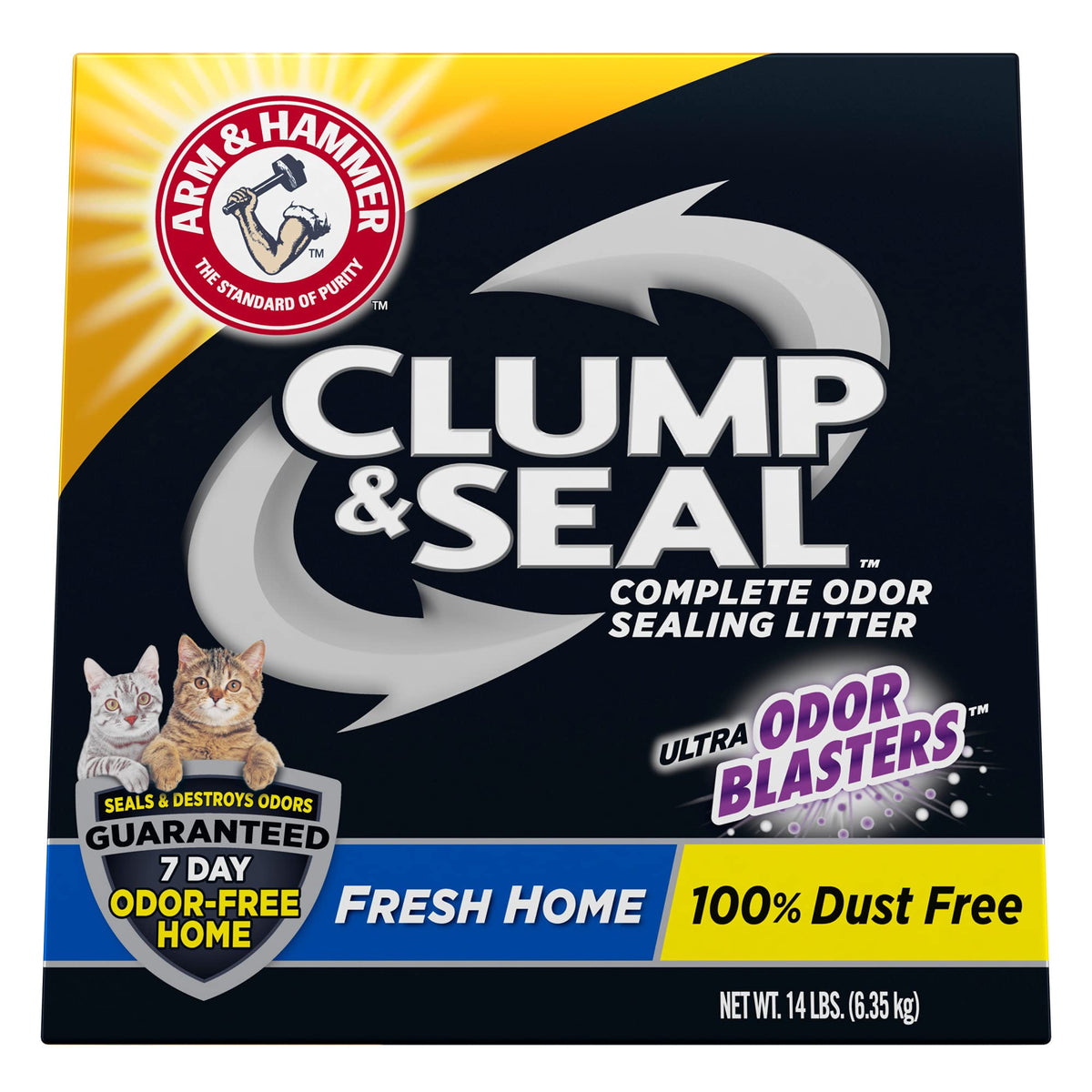 ARM & HAMMER paquet devanture 14 lb montrant bénéfice fraîcheur