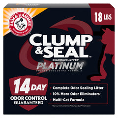 ARM & HAMMER emballage avant 18 lb montrant performance anti-odeurs