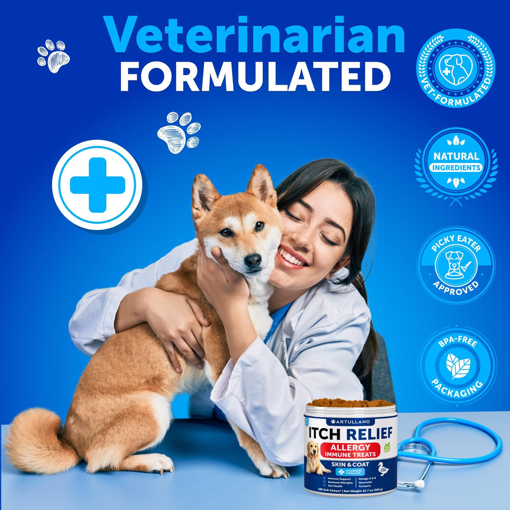 Artullano chien au pelage brillant après usage, bénéfice amélioration apparente