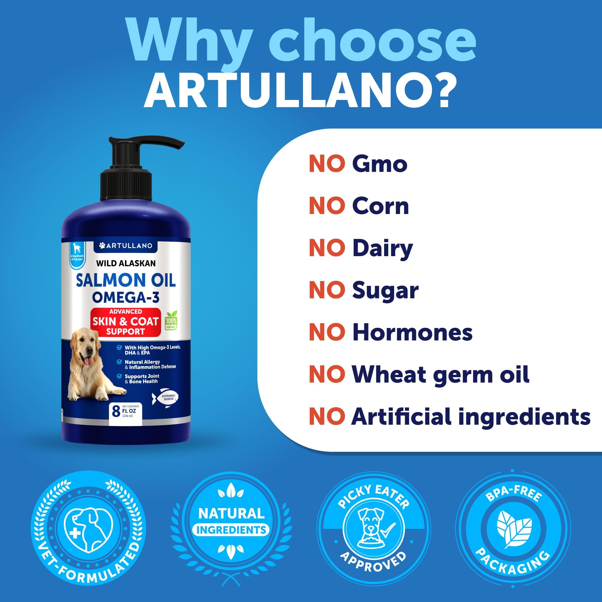 Artullano flacon à côté d'un objet pour comparaison de taille et volume 8 oz
