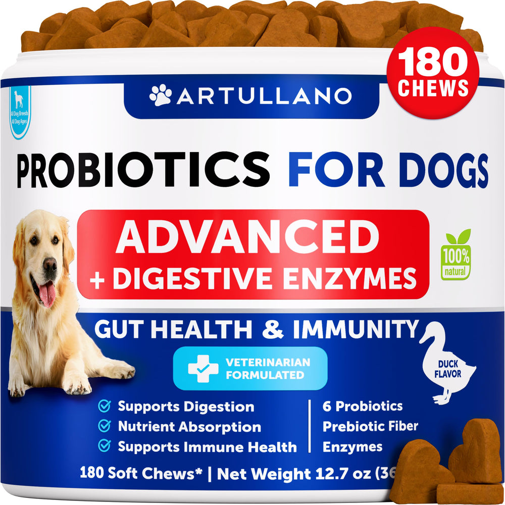 Artullano emballage avant montrant 180 chews et informations produit, favorise confiance