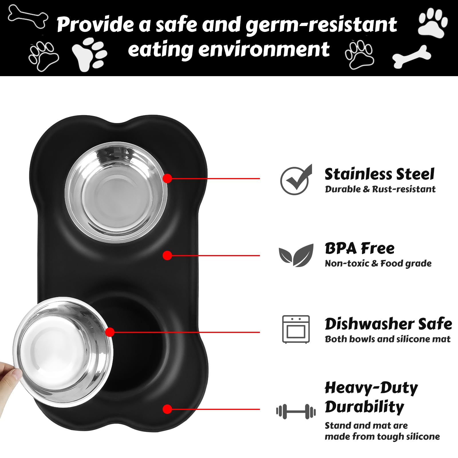 AsFrost bol en usage avec chien mangeant proprement sans renverser