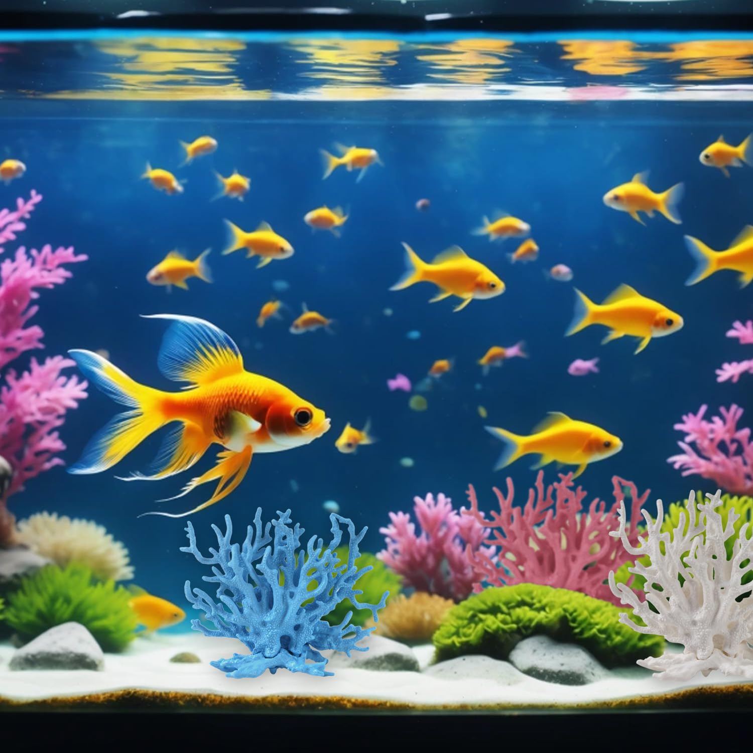 ASUNFO coraux installés en aquarium offrant cachettes pour poissons
