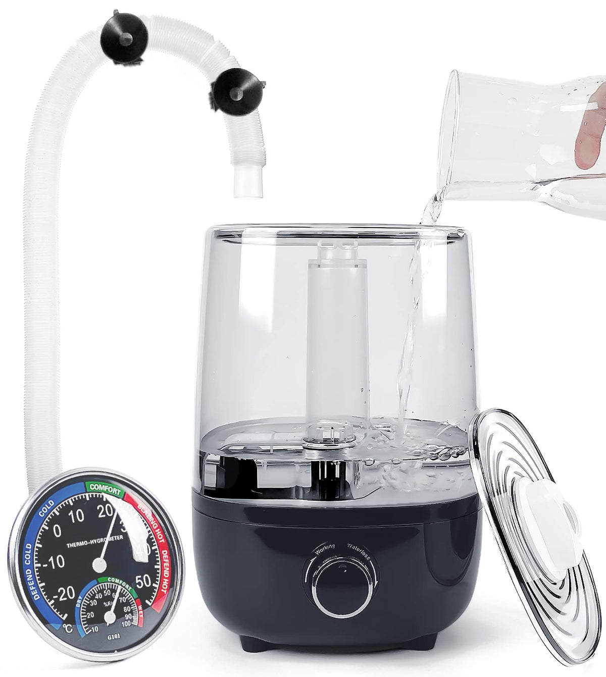 AUAAQ vue de face du brumisateur montrant design compact et remplissage facile