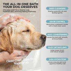 Aurapaws application sur chien en bain pour un rinçage efficace
