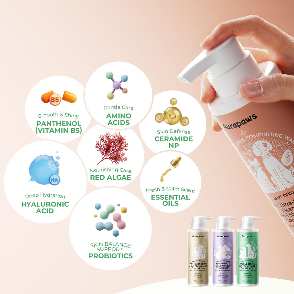 Aurapaws poil après utilisation brillante et facile à brosser