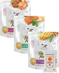 Aurora Pet emballage avant montrant les trois saveurs et l'utilité pratique