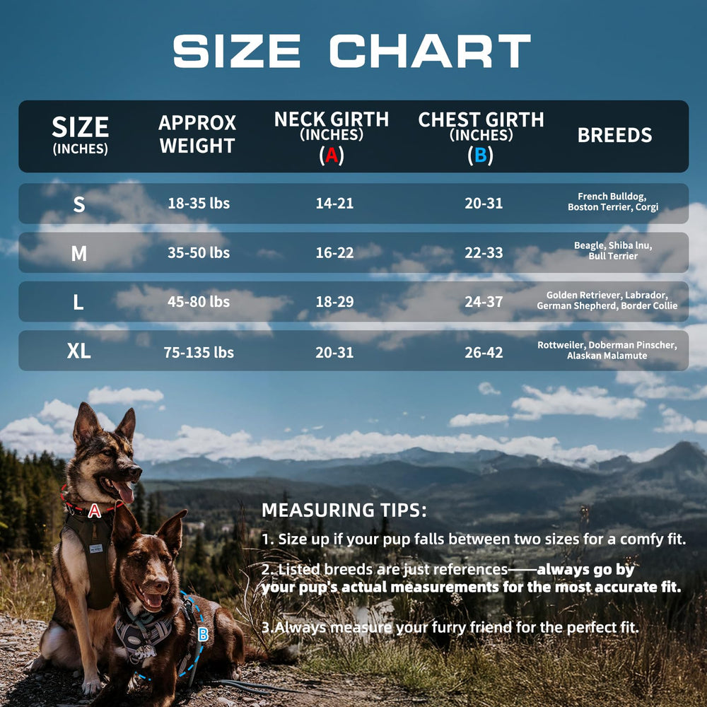 AUROTH guide de tailles pour choisir le harnais adapté au chien