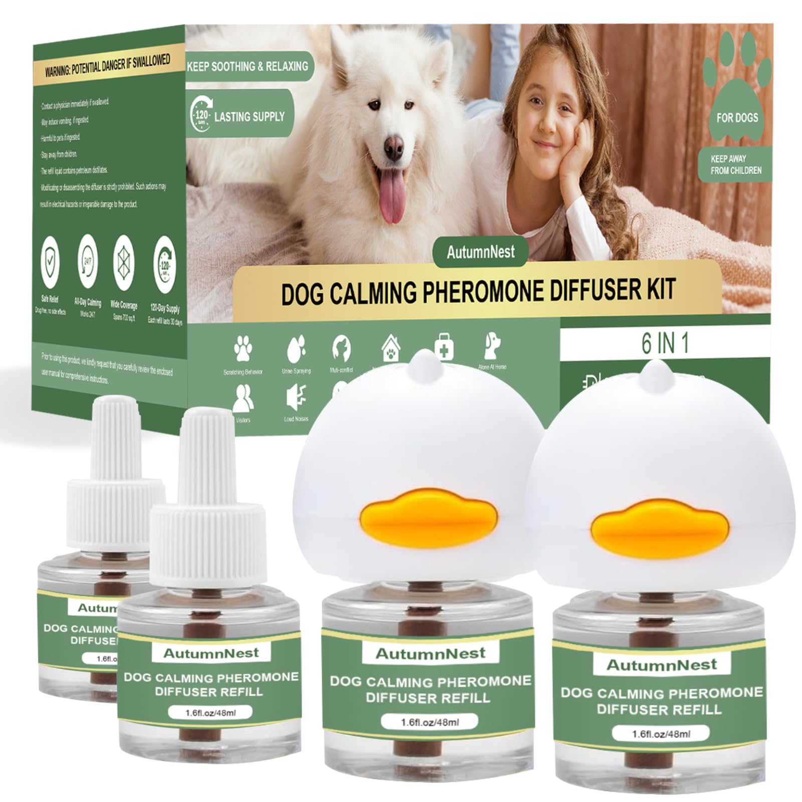 AutumnNest packaging du kit complet montrant 2 prises et 4 recharges apaisantes