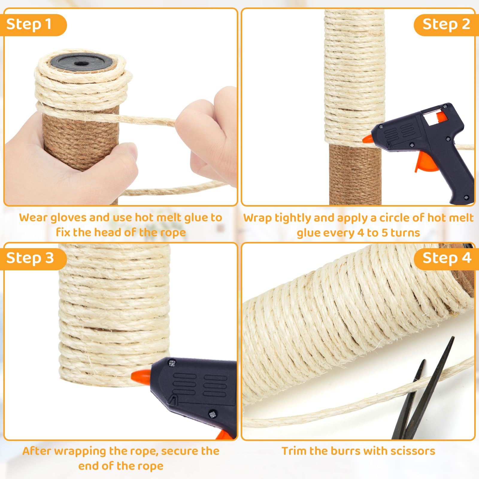 Comparaison taille AUXMOTEC corde sisal montrant épaisseur 5 mm et échelle pratique