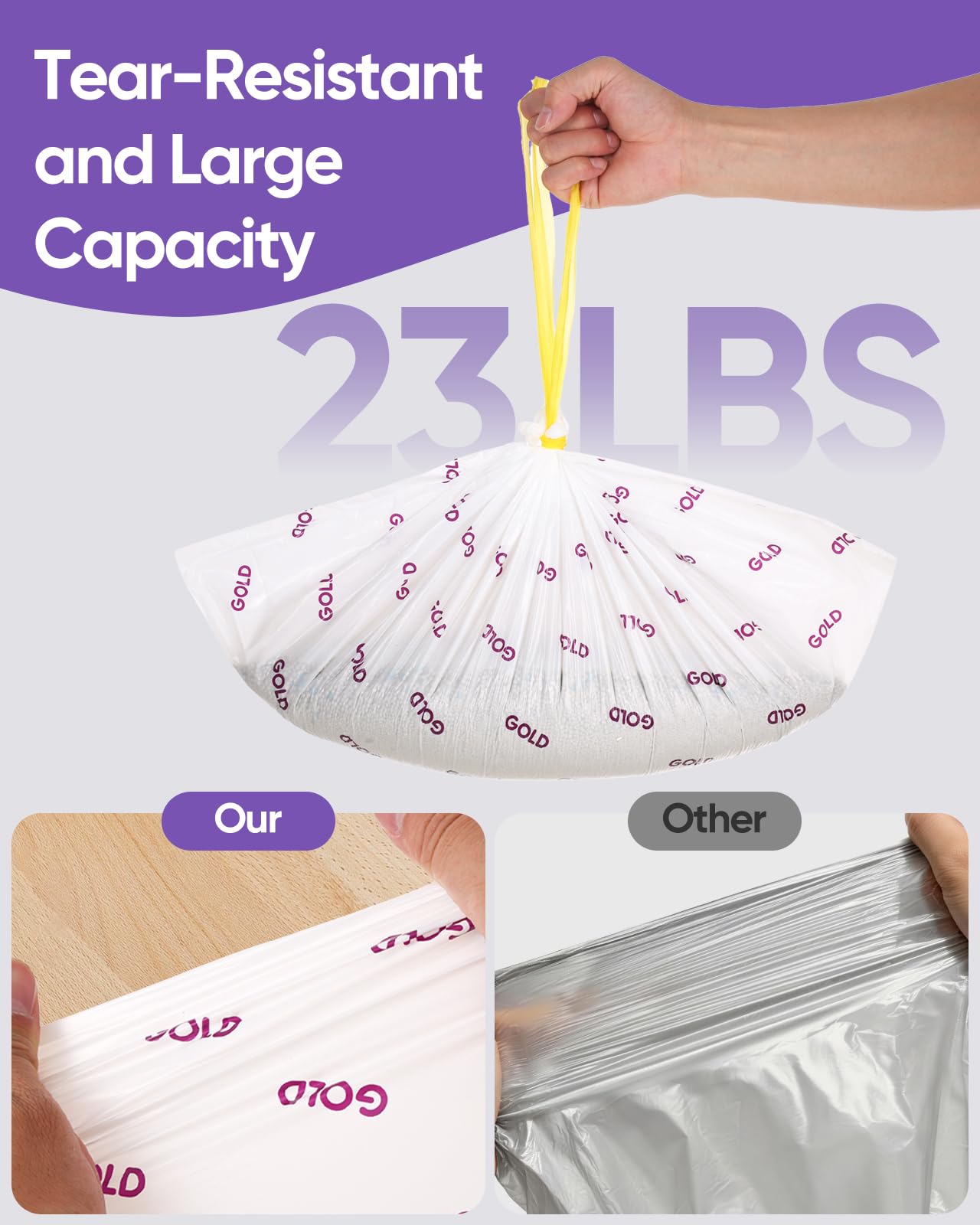AWoHH perforations nettes facilitant le détachement propre et rapide du sac
