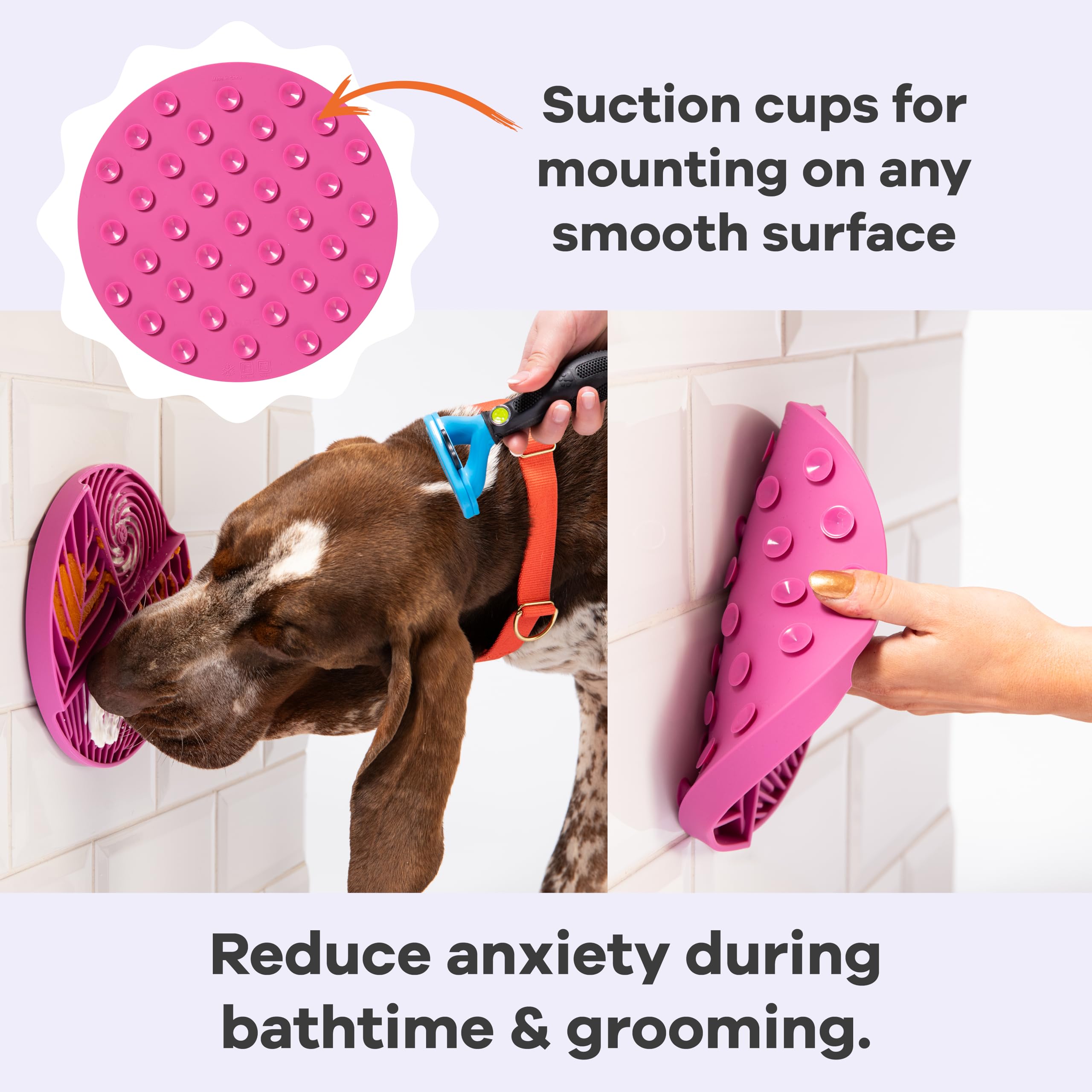 Awoo tapis fixé en baignoire apaisant le chien pendant le bain