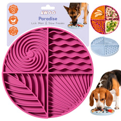 Awoo tapis à lécher face avant mettant en valeur la taille et la couleur fuchsia