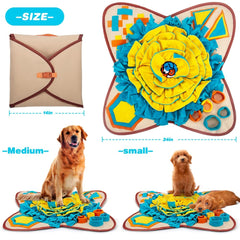 AWOOF chien utilisant tapis en recherche de friandises pour stimulation mentale