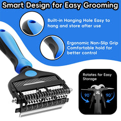 AXEFUN brosse utilisée sur un chien, réduit la perte de poils