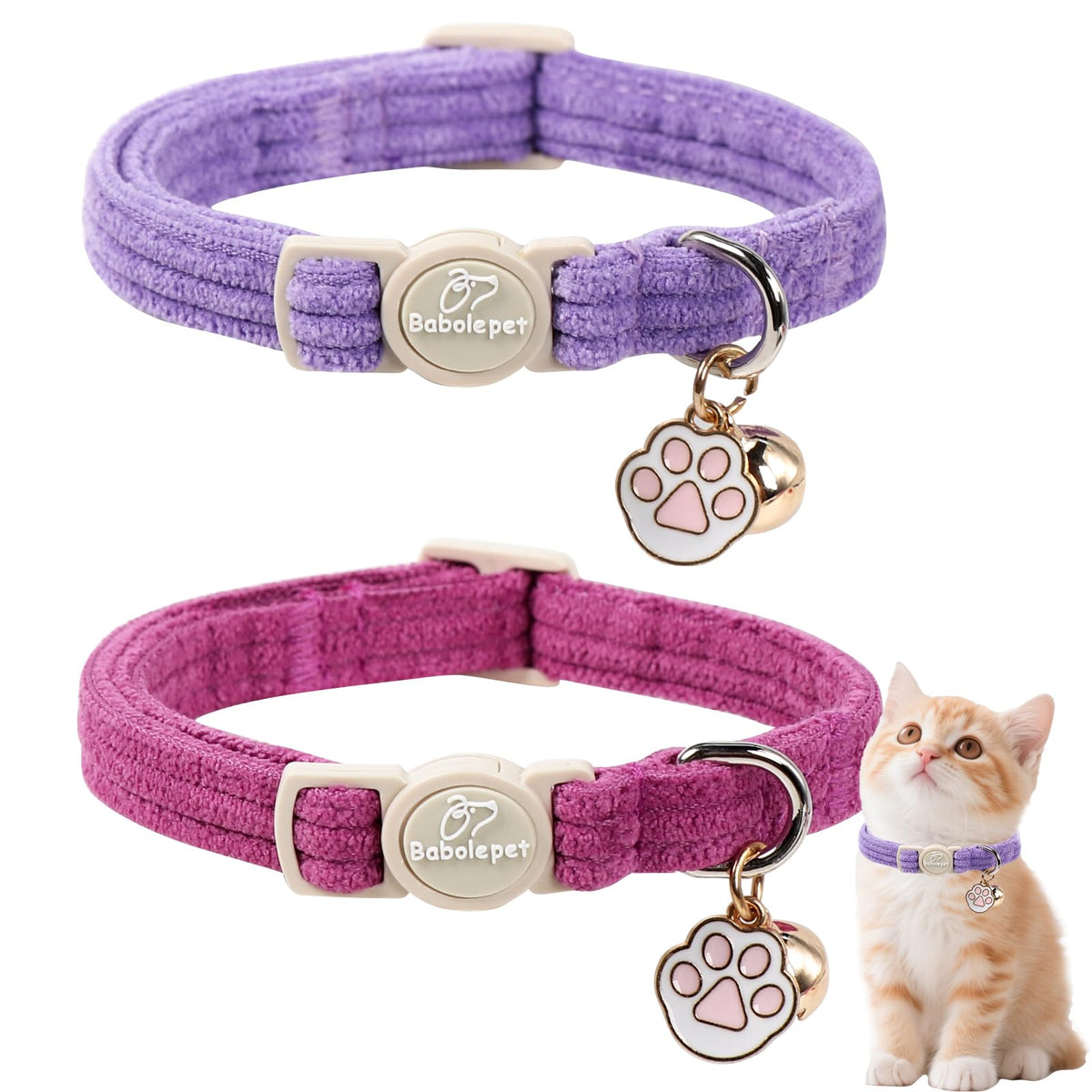 Babole Pet collier lavande et fuchsia posé, montre style et confort