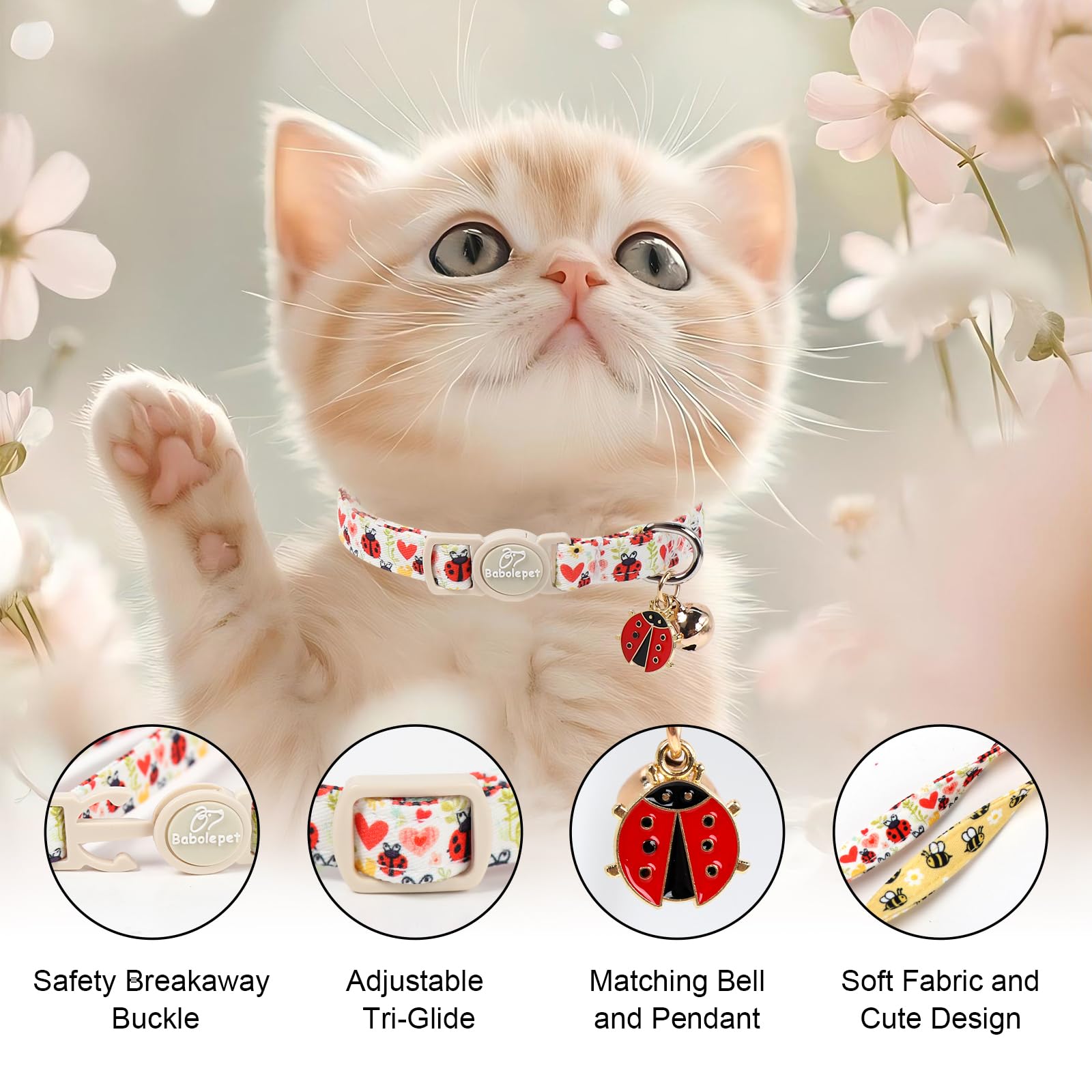 Babole Pet détail du pendentif coccinelle ajoutant charme sans gêne