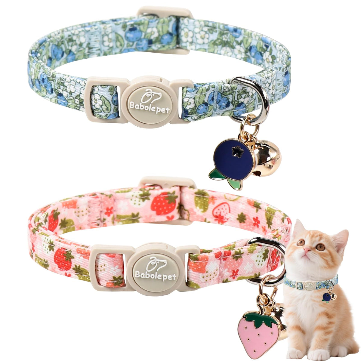 Babole Pet collier pack avant montrant styles assortis et sécurité