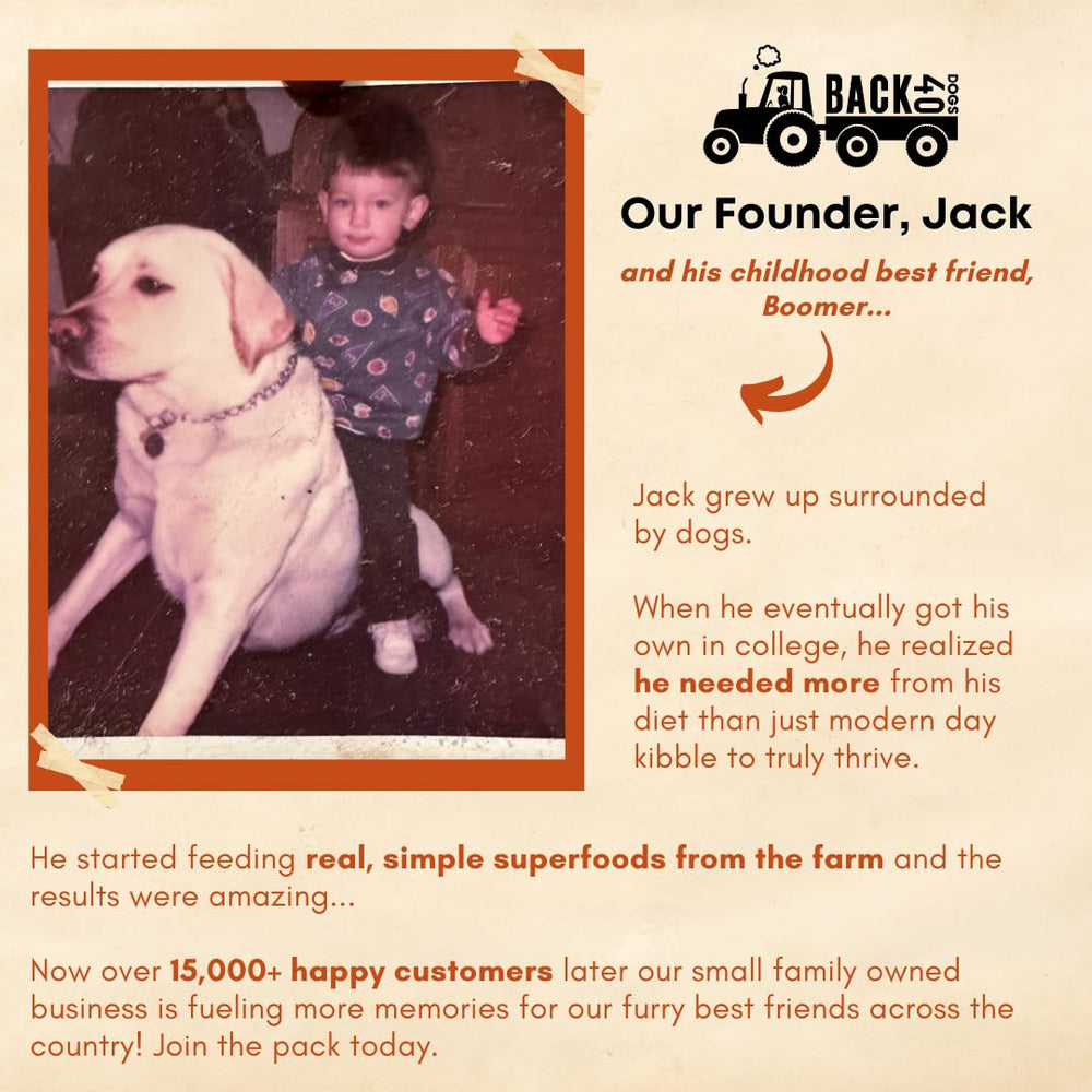Back 40 Dogs étiquette ingrédients naturels et informations claires