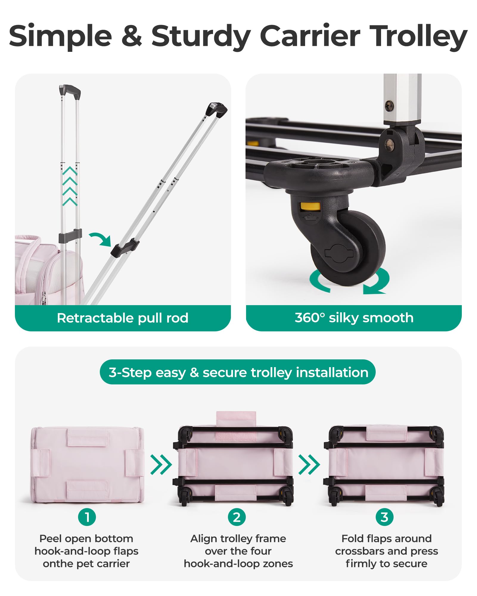 BAGSMART châssis à 4 roulettes détachable pour confort de transport