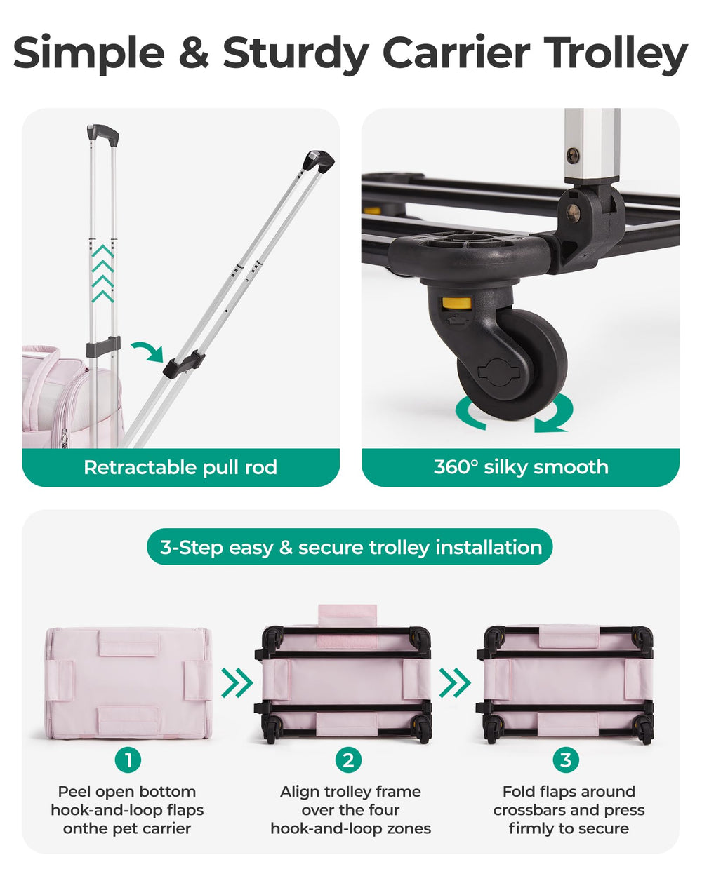 BAGSMART châssis à 4 roulettes détachable pour confort de transport