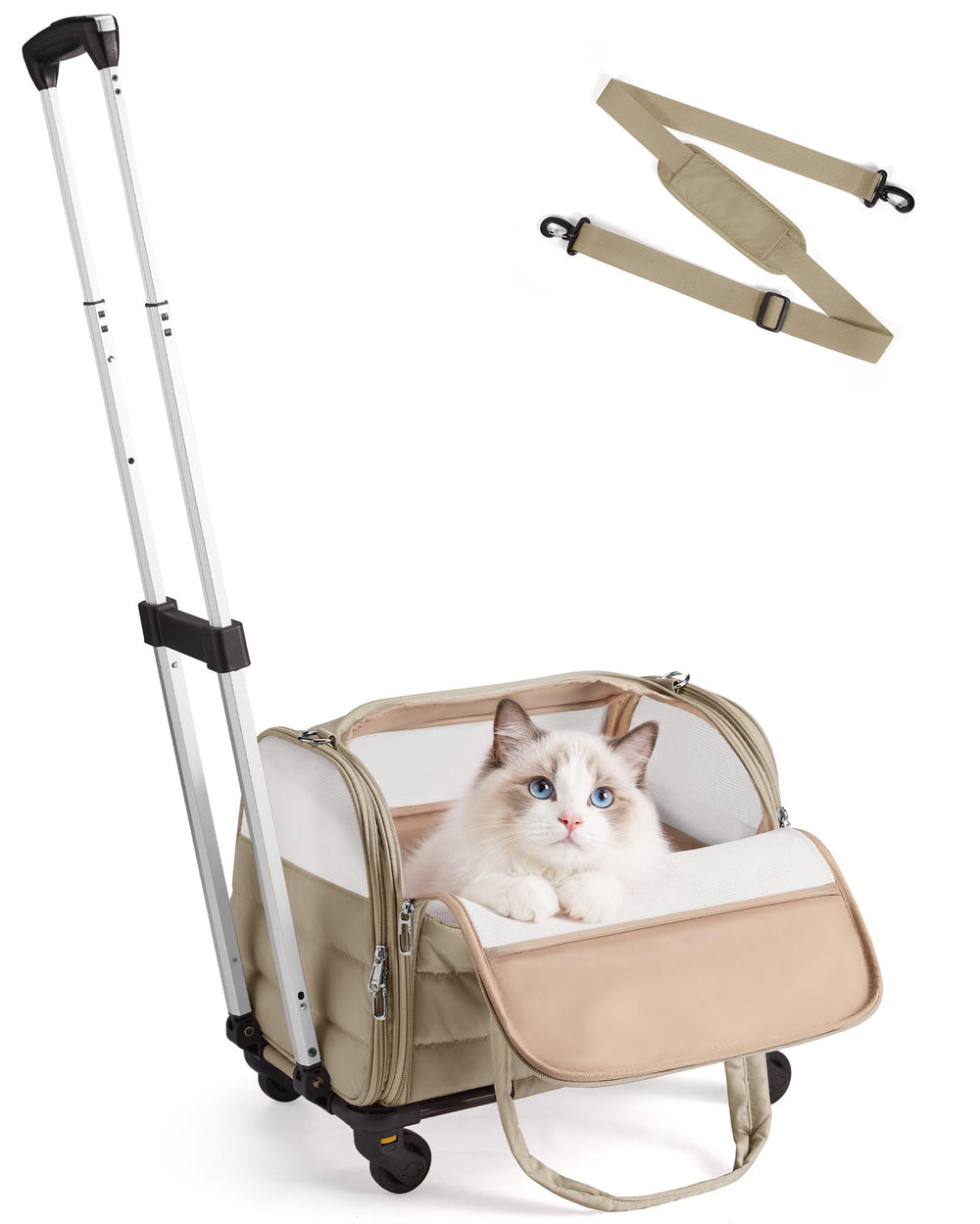BAGSMART vue avant du sac roulant montrant maniabilité et rangement