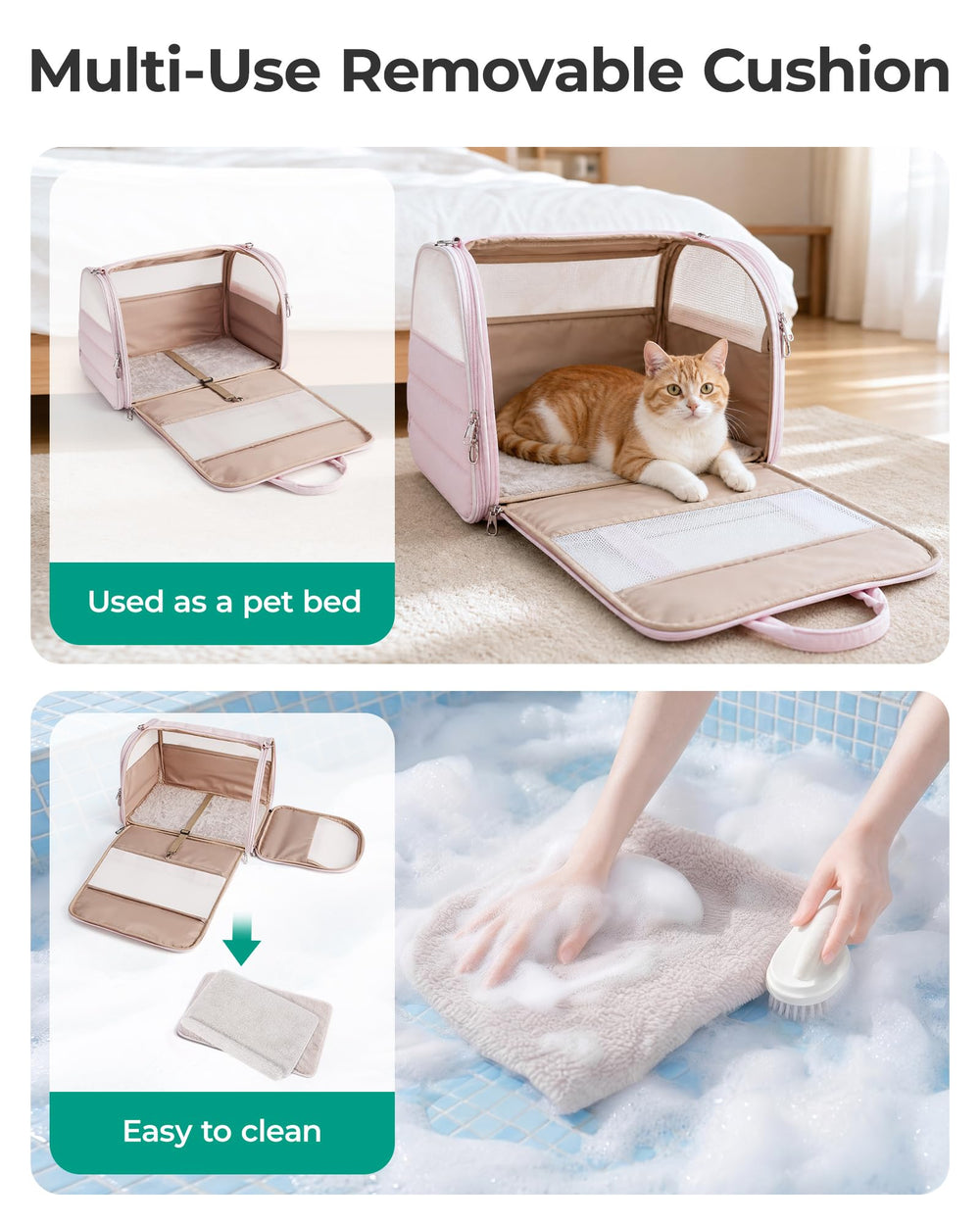 BAGSMART intérieur avec coussin épais amovible pour confort animal