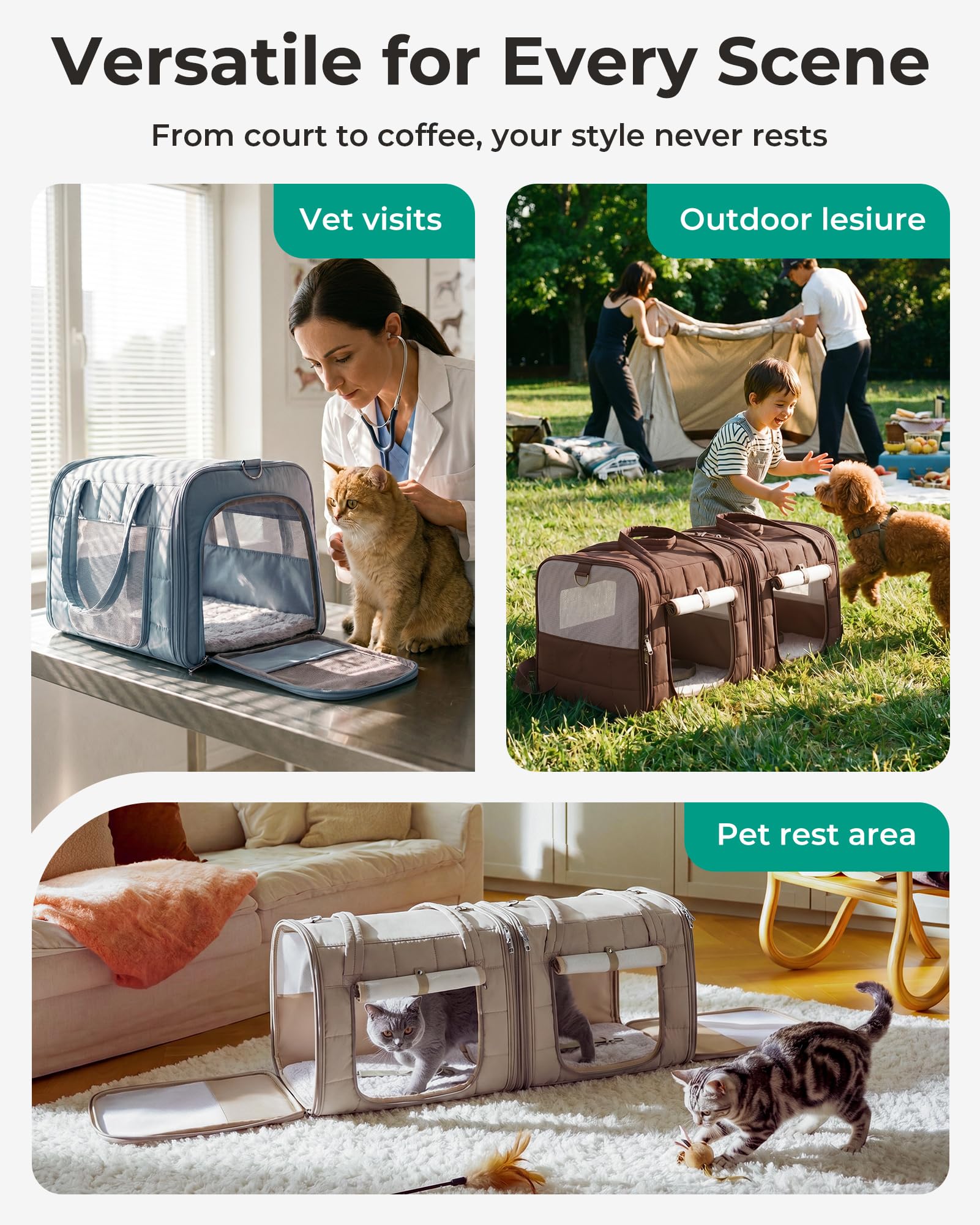 BAGSMART poches extérieures et bandoulière pour rangement et portage