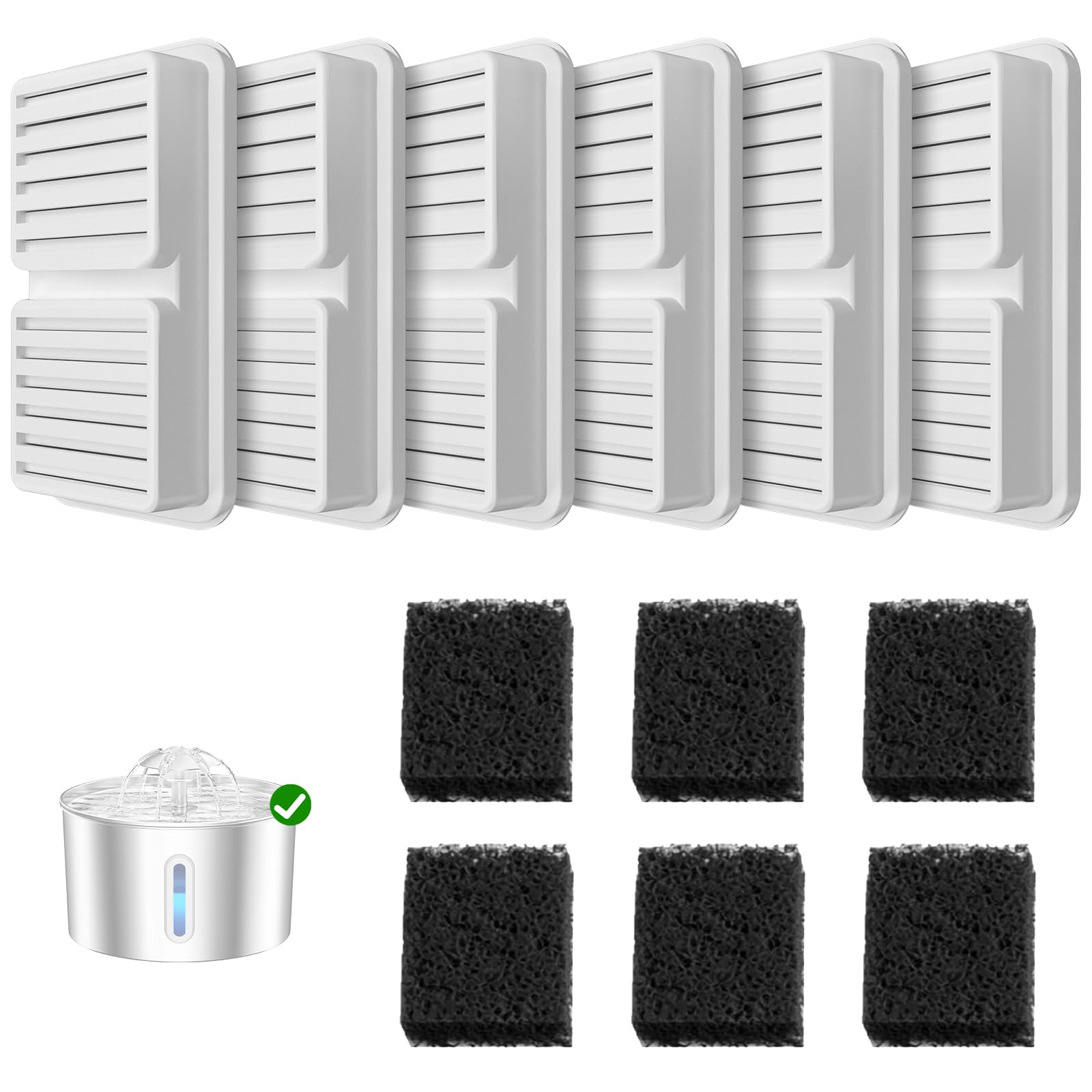 BalimoPet packaging avant montrant le pack 6 filtres et 6 éponges, facile à stocker