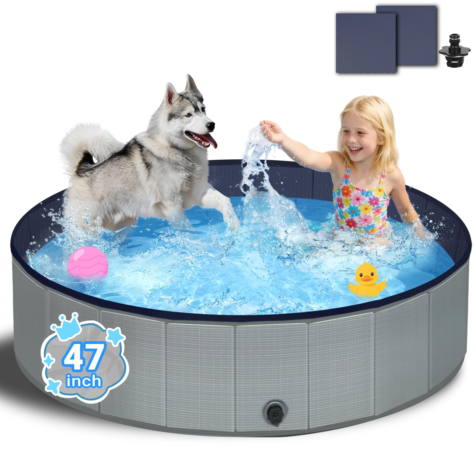 Bamda piscine face avant grise montrant robustesse et grande capacité