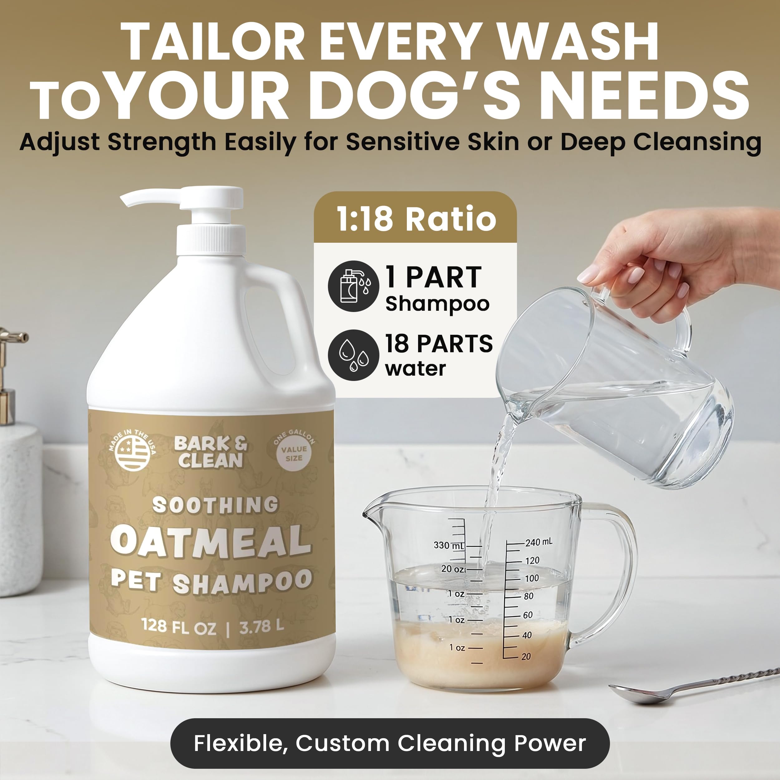 Bark & Clean comparaison taille main illustre économie format