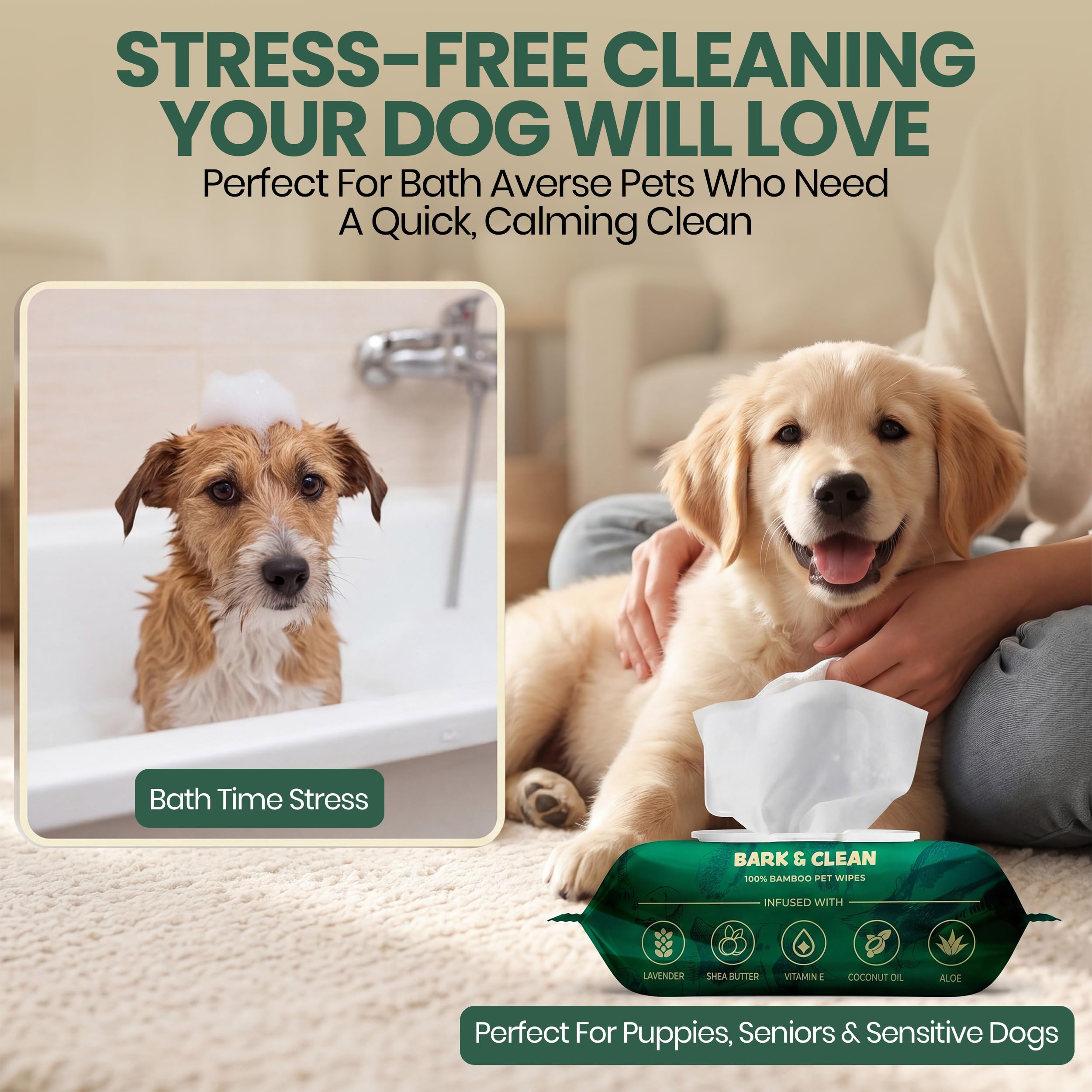 Bark & Clean lingette déployée montrant grand format pour couvrir pattes