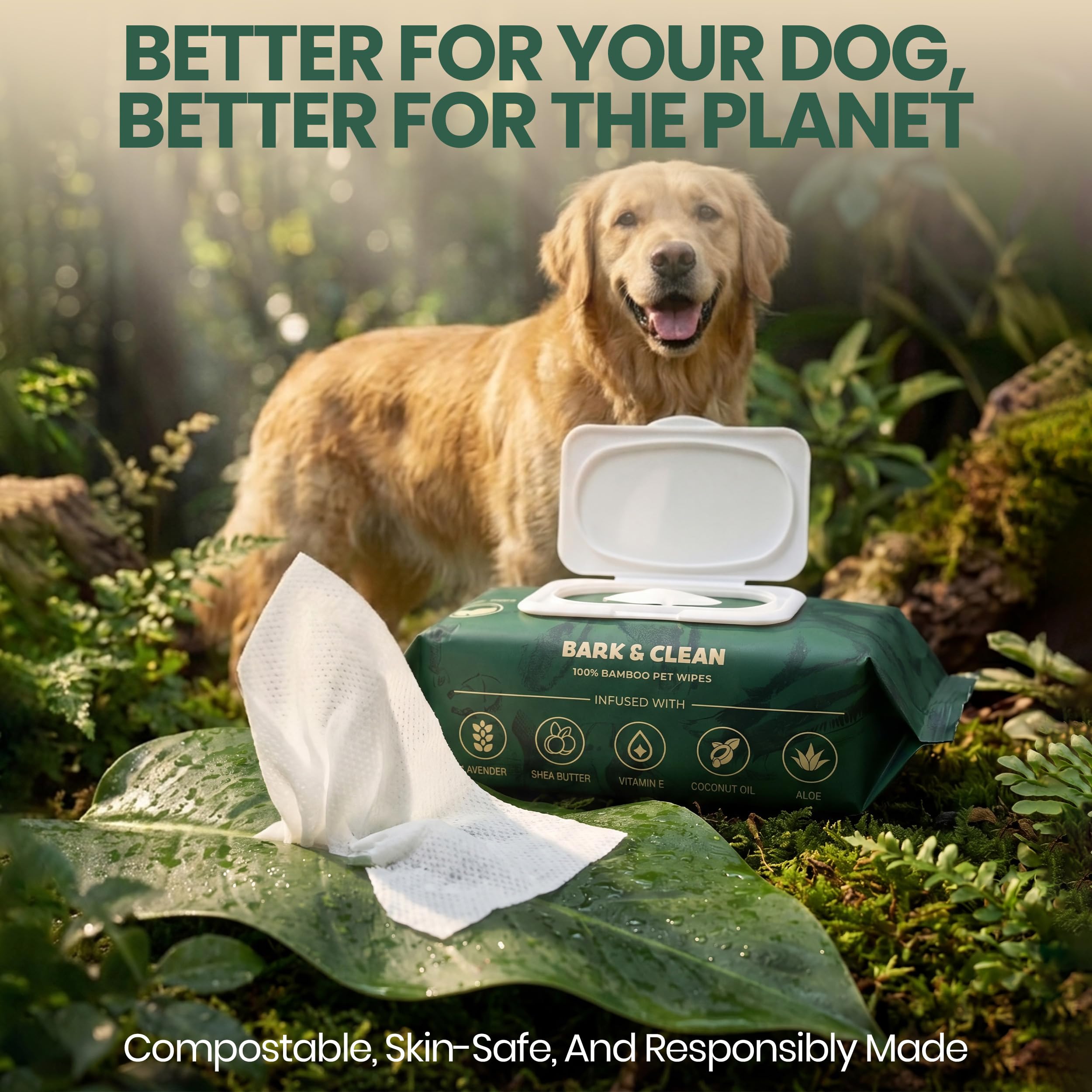 Bark & Clean mise en scène en extérieur pour rafraîchir chien après promenade