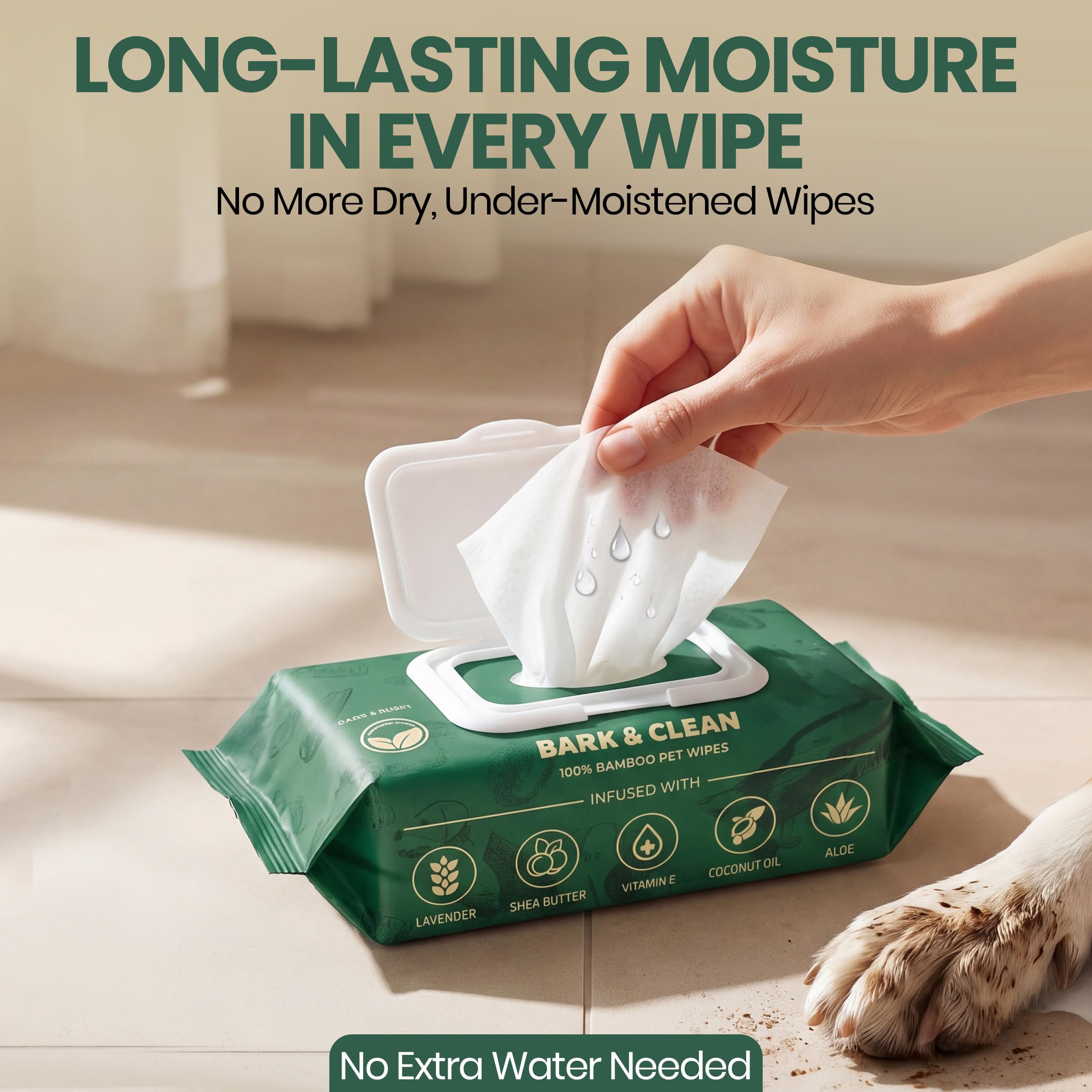 Bark & Clean paquet ouvert avec couvercle pop-up pour humidité préservée