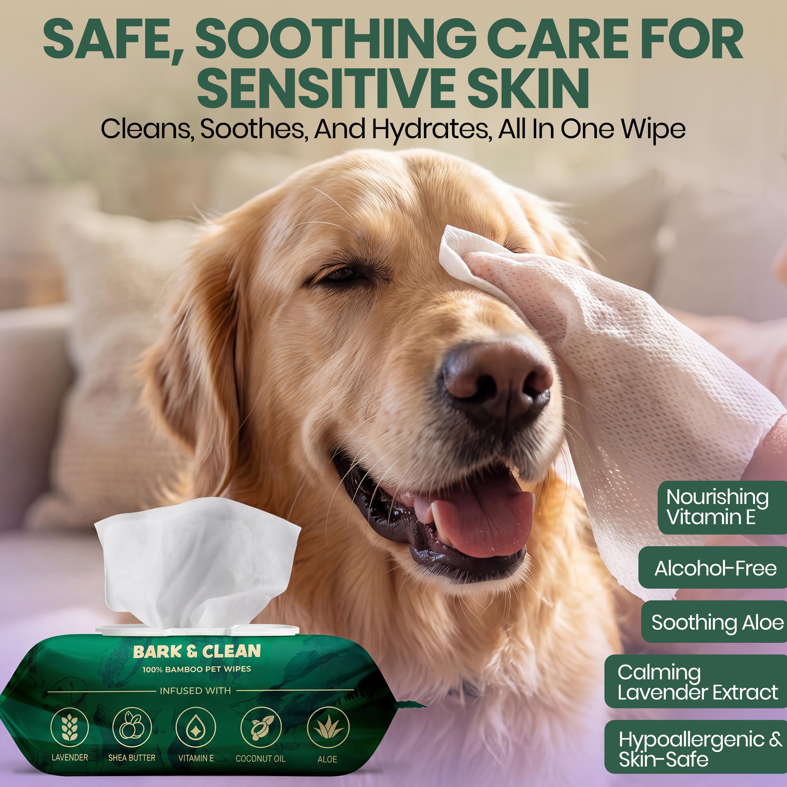 Bark & Clean gros plan sur la texture de la lingette montrant douceur utile