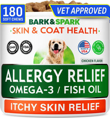 BARK&SPARK pot de chews anti-allergies visible, apport quotidien simplifié