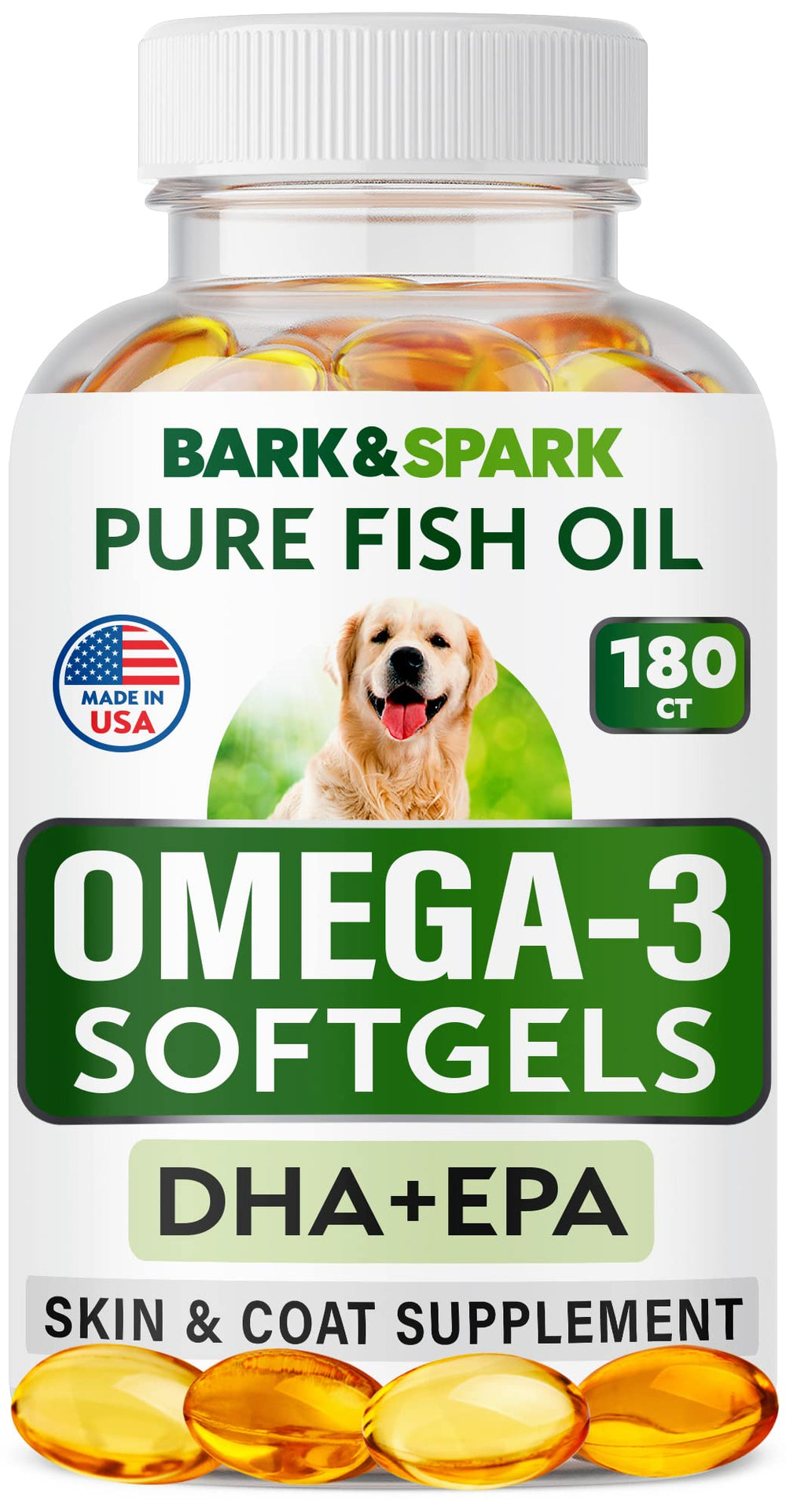 BARK&SPARK bouteille avant montrant l'étiquette et la quantité bénéfique