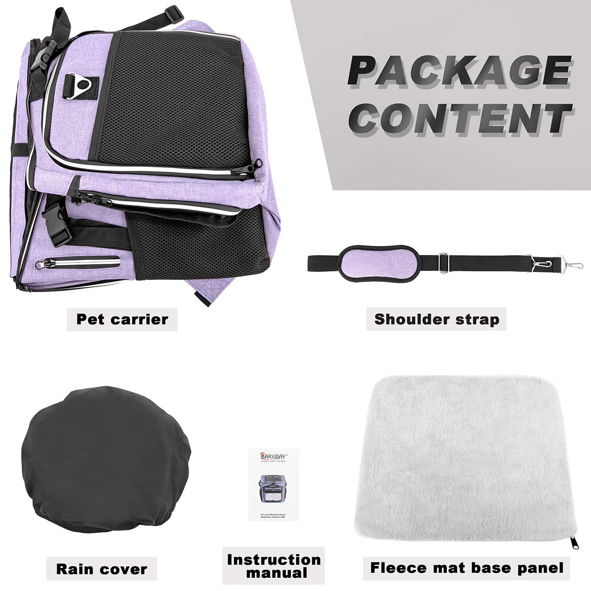 BARKBAY comparaison de taille montrant capacité pour petits chiens