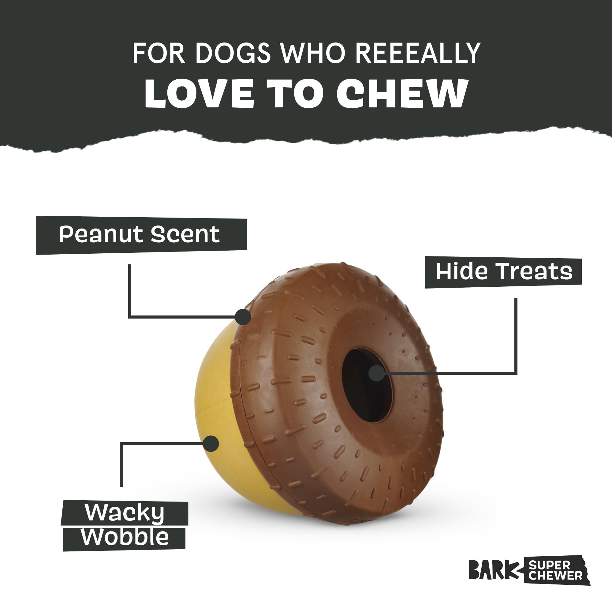 BarkBox gros plan texture en caoutchouc pour meilleure prise et durabilité