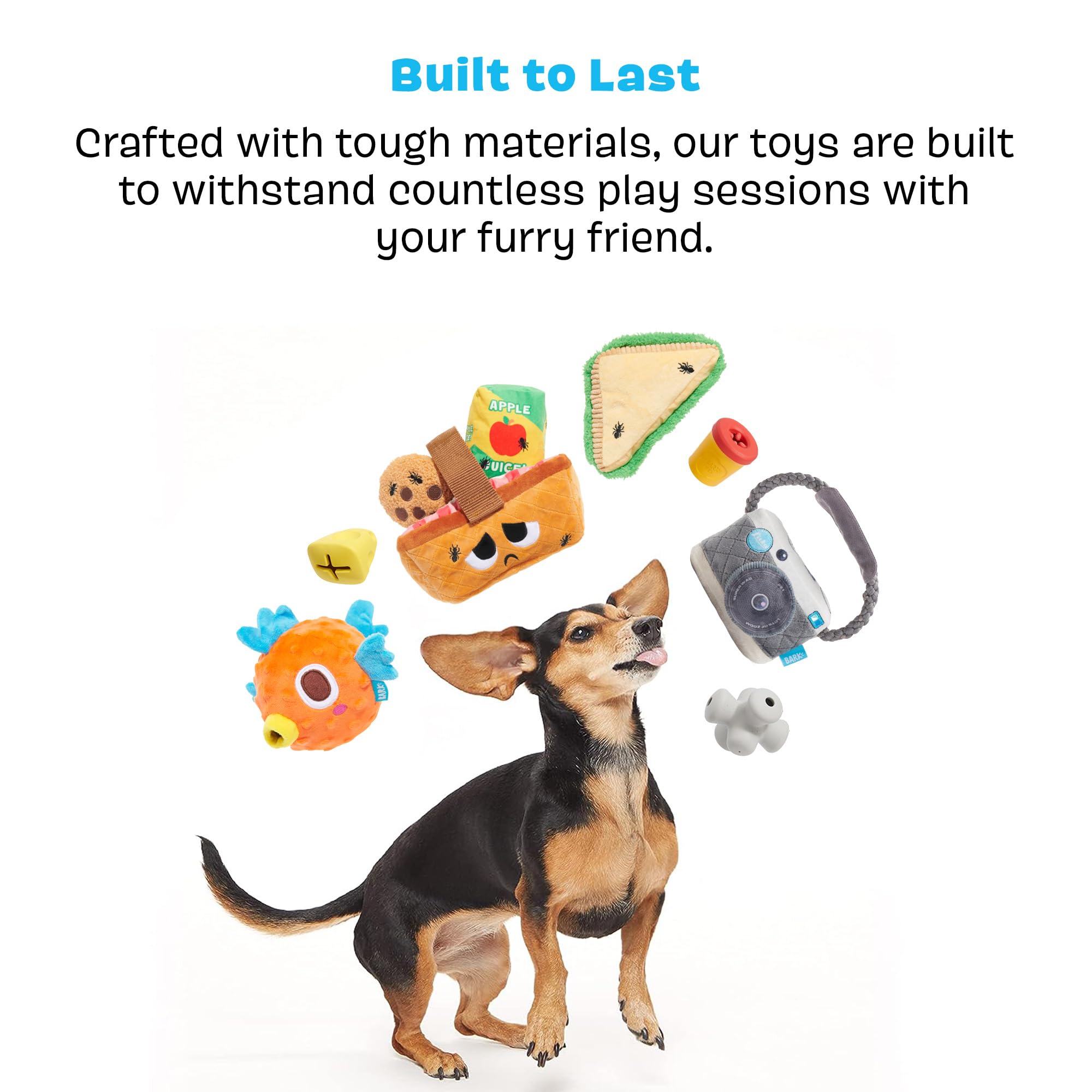 BarkBox détail du rembourrage doux pour port et câlins confortables