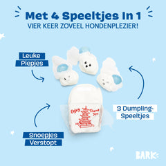BarkBox boîte takeout ouverte révélant jouets internes pour stimulation et surprise