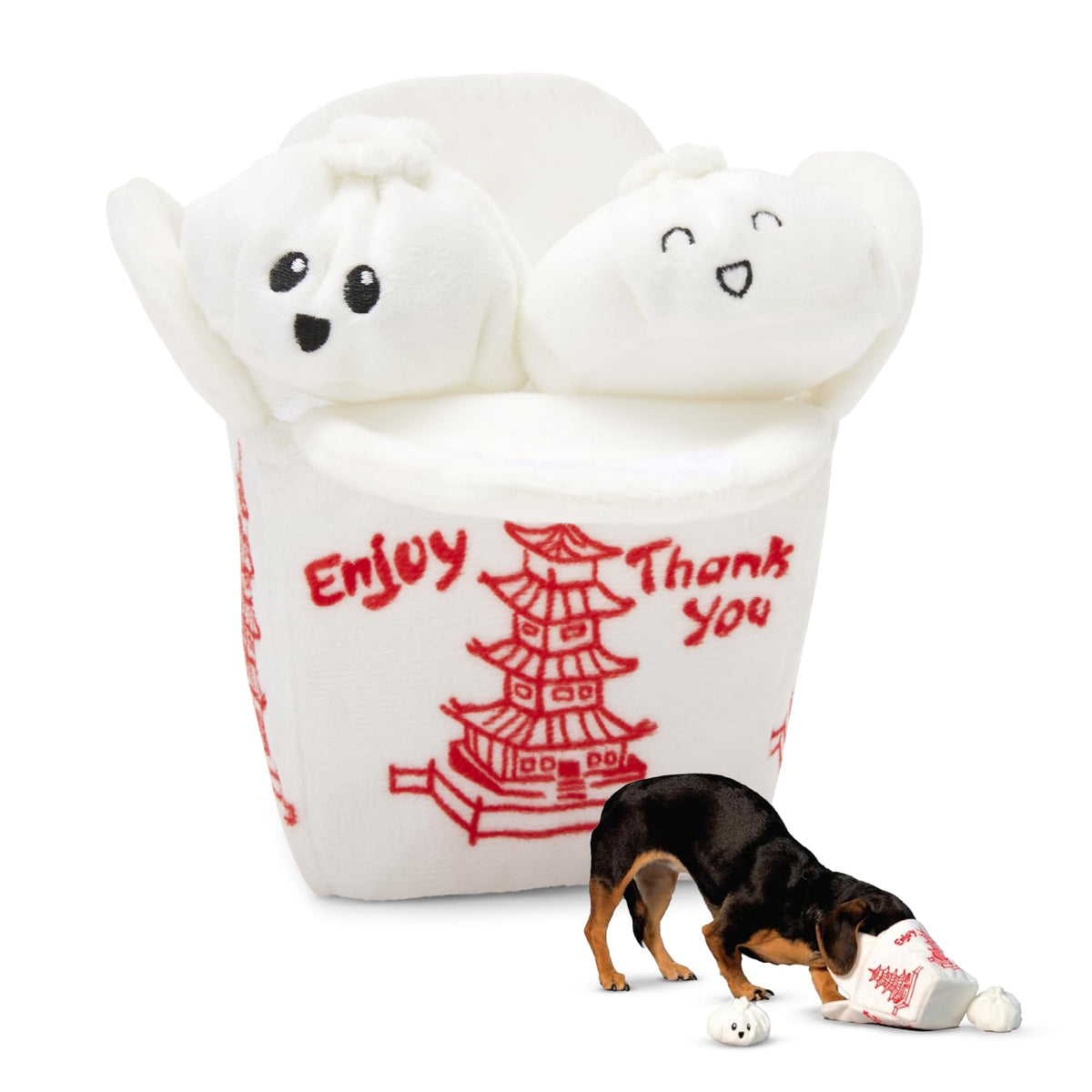 BarkBox vue extérieure du jouet peluche 4-en-1 montrant design durable et attractif