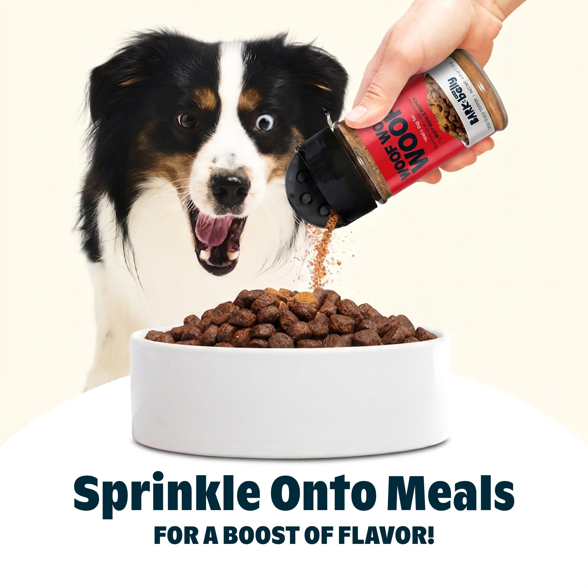BarkBox gros plan sur flocons de bœuf montrant la texture riche et appétente
